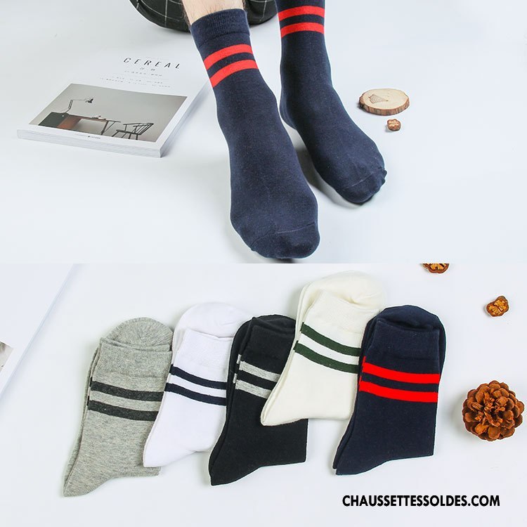 Chaussettes Mi Hautes Homme Mouvement Coton Bio Hiver Printemps L'automne Milieu Bleu