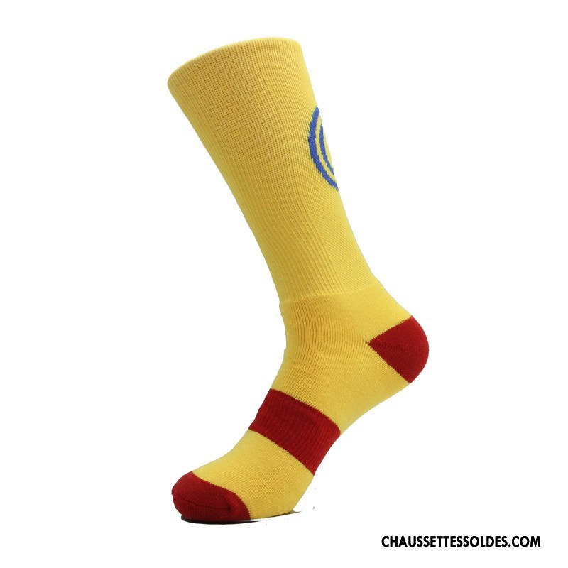 Chaussettes Mi Hautes Homme Mouvement Serviette Renforcé Longue De Plein Air Basket Jaune