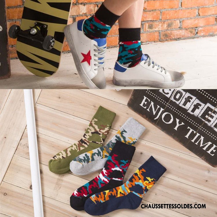 Chaussettes Mi Hautes Homme Nouvelles Arrivées Coton Bio Absorber La Sueur Hiver Camouflage Milieu Vert