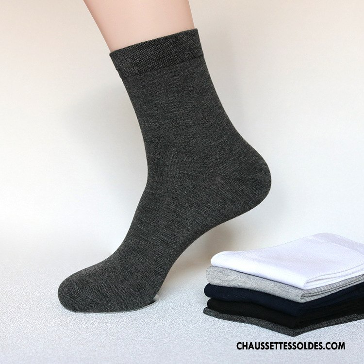 Chaussettes Mi Hautes Homme Nouvelles Arrivées Printemps Fibre Milieu Coton Bio Bambou Noir