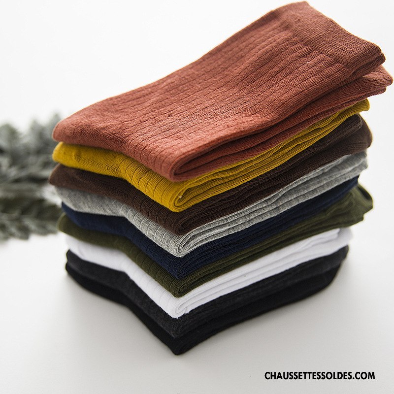 Chaussettes Mi Hautes Homme Nouvelles Arrivées Qualité Rétro Milieu Coton Bio Pure Coloré Marron / Brun