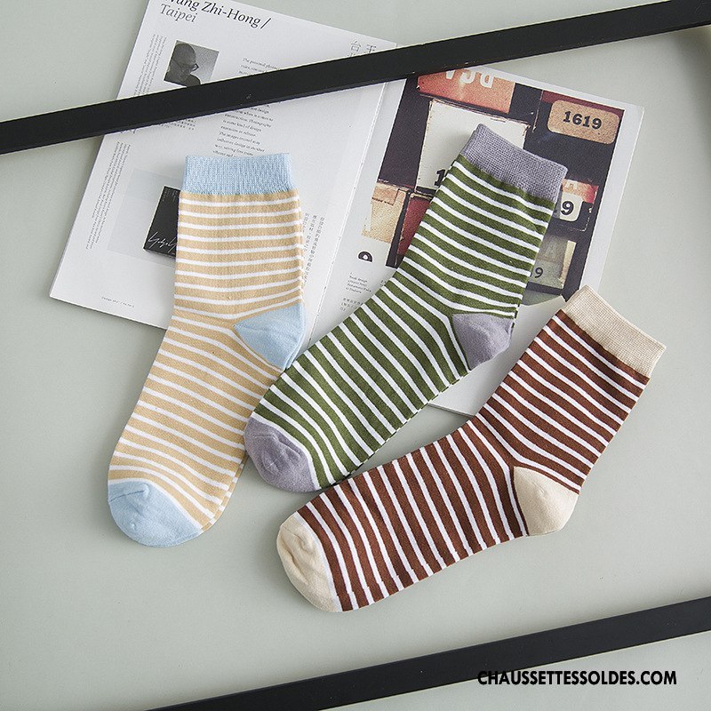Chaussettes Mi Hautes Homme Personnalité Hiver 100% Coton L'automne Le Nouveau Tous Les Assortis Marron / Brun
