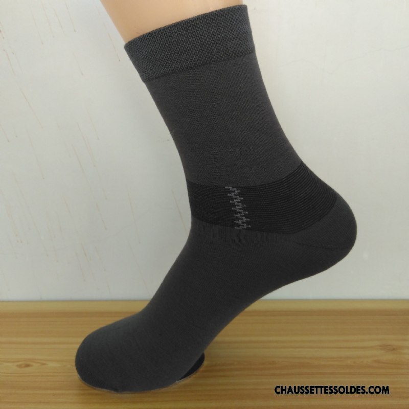Chaussettes Mi Hautes Homme Printemps Respirant Absorber La Sueur De Travail Légère Fibre Noir
