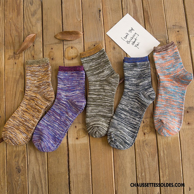 Chaussettes Mi Hautes Homme Rayé Hiver Casual Longue Milieu Style National Coloré