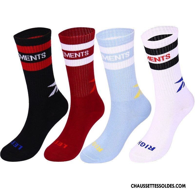 Chaussettes Mi Hautes Homme Rayé Le Nouveau Marque De Tendance Lettre Été Mode Blanc