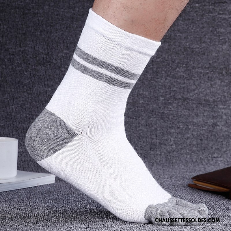 Chaussettes Mi Hautes Homme Renforcé 100% Coton Hiver Coton Bio L'automne Cinq Doigts Blanc