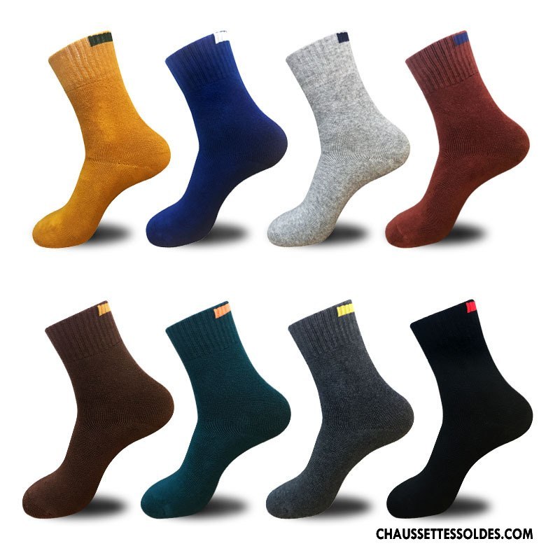 Chaussettes Mi Hautes Homme Renforcé Casual Milieu Terry L'automne Le Nouveau Pure Gris