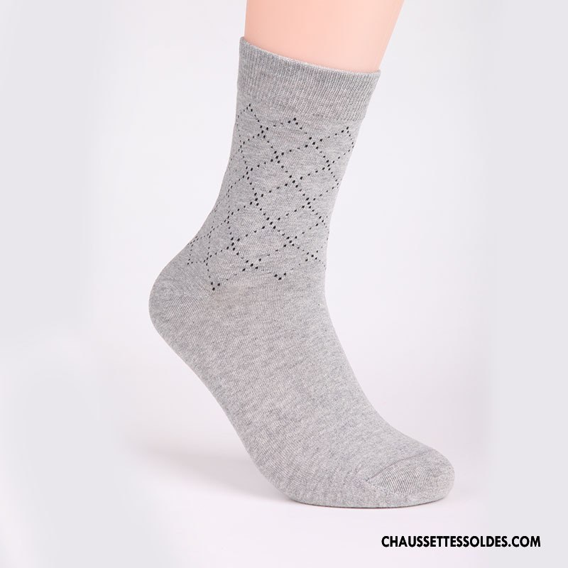 Chaussettes Mi Hautes Homme Renforcé Losange Milieu 100% Coton De Travail Offre Spéciale Gris