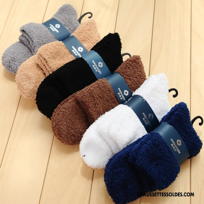 Chaussettes Mi Hautes Homme Renforcé Thermiques Serviette Pure Bleu