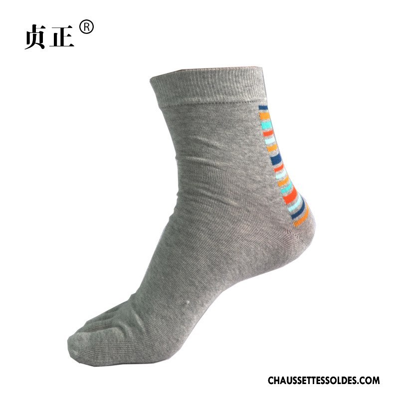 Chaussettes Mi Hautes Homme Respirant Anti-odeur Cinq Doigts Milieu Chaussettes En Coton Été Gris