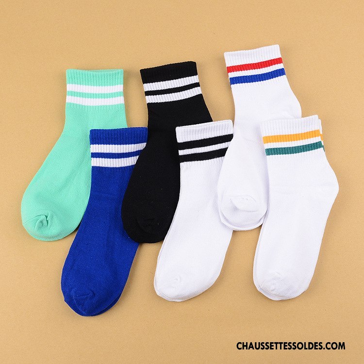 Chaussettes Mi Hautes Homme Respirant Casual L'automne Le Nouveau Chaussettes En Coton Milieu Bleu