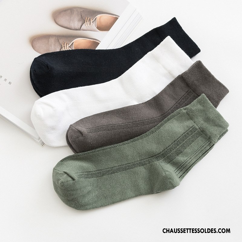 Chaussettes Mi Hautes Homme Respirant Printemps Anti-odeur Adulte Tous Les Assortis Légère Vert Foncé