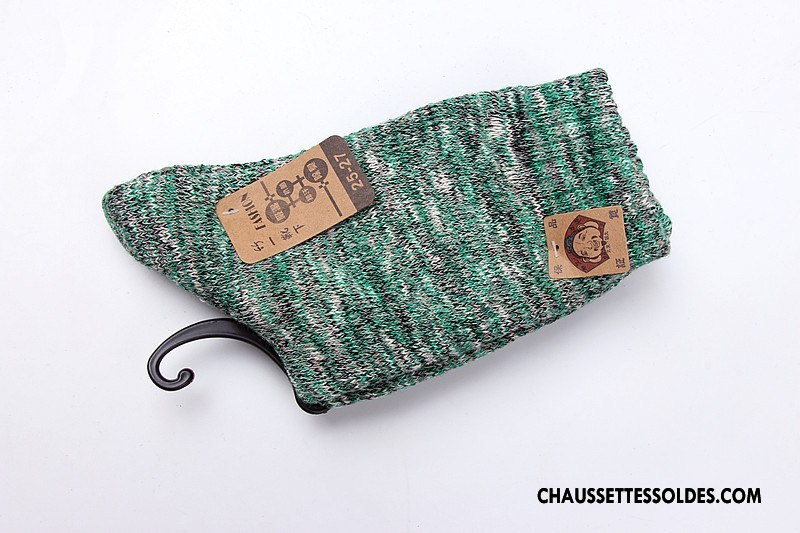 Chaussettes Mi Hautes Homme Serviette Absorber La Sueur Hiver Thermiques Chaussette Longue Terry Vert