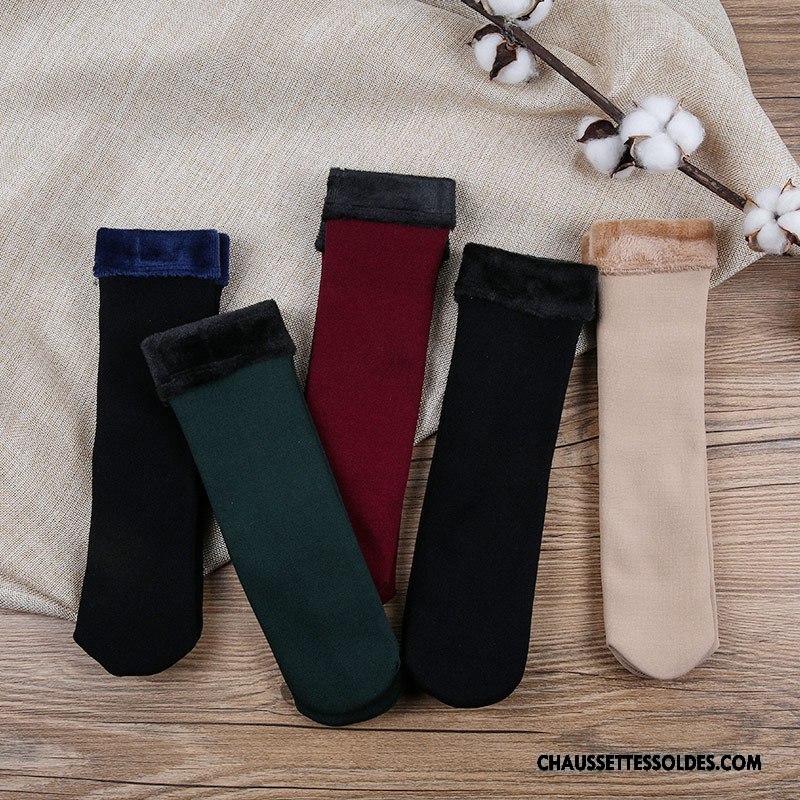 Chaussettes Mi Hautes Homme Simple Renforcé L'automne Hiver Matelassé Thermiques Bleu