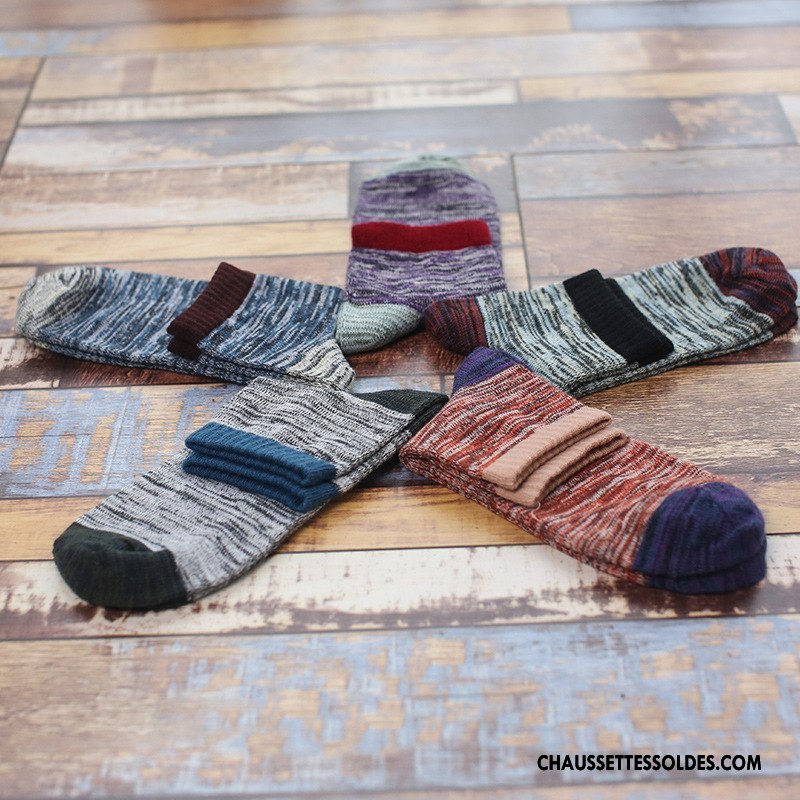 Chaussettes Mi Hautes Homme Tendance Légère Ligne Milieu Style National Chaussette Basse Coupée Gris