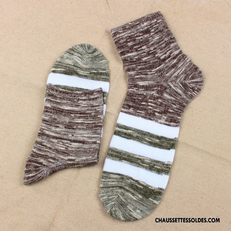 Chaussettes Mi Hautes Homme Tendance Matelassé L'automne Hiver Rayé Le Nouveau Marron / Brun