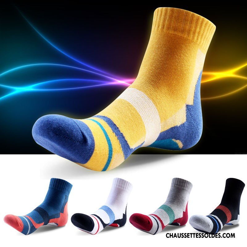 Chaussettes Mi Hautes Homme Tendance Milieu De Plein Air Matelassé Mouvement Basket Jaune