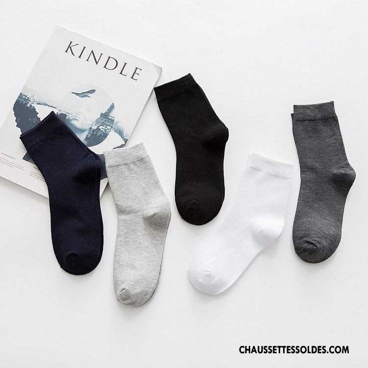 Chaussettes Mi Hautes Homme Toutes Les Saisons De Travail Chaussettes En Coton Chaussette Courte Coton Bio Tous Les Assortis Pure Gris