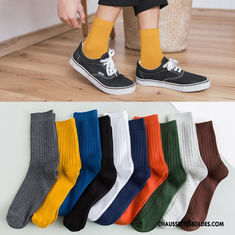 Chaussettes Mi Hautes Homme Toutes Les Saisons Matelassé Anti-odeur Absorber La Sueur De Travail Milieu Or
