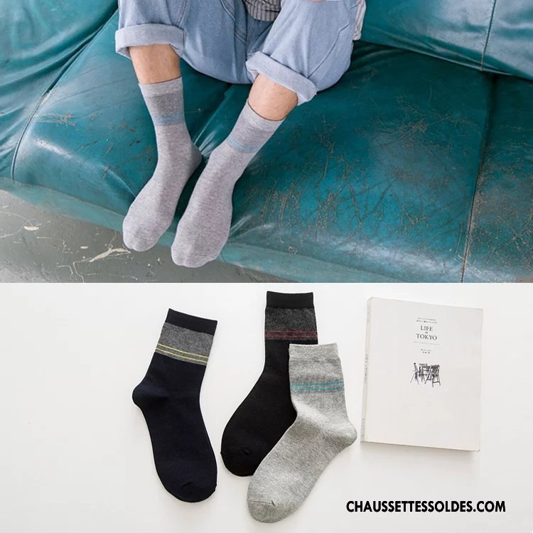 Chaussettes Mi Hautes Homme Toutes Les Saisons Milieu Général Chaussettes En Coton De Travail Gris