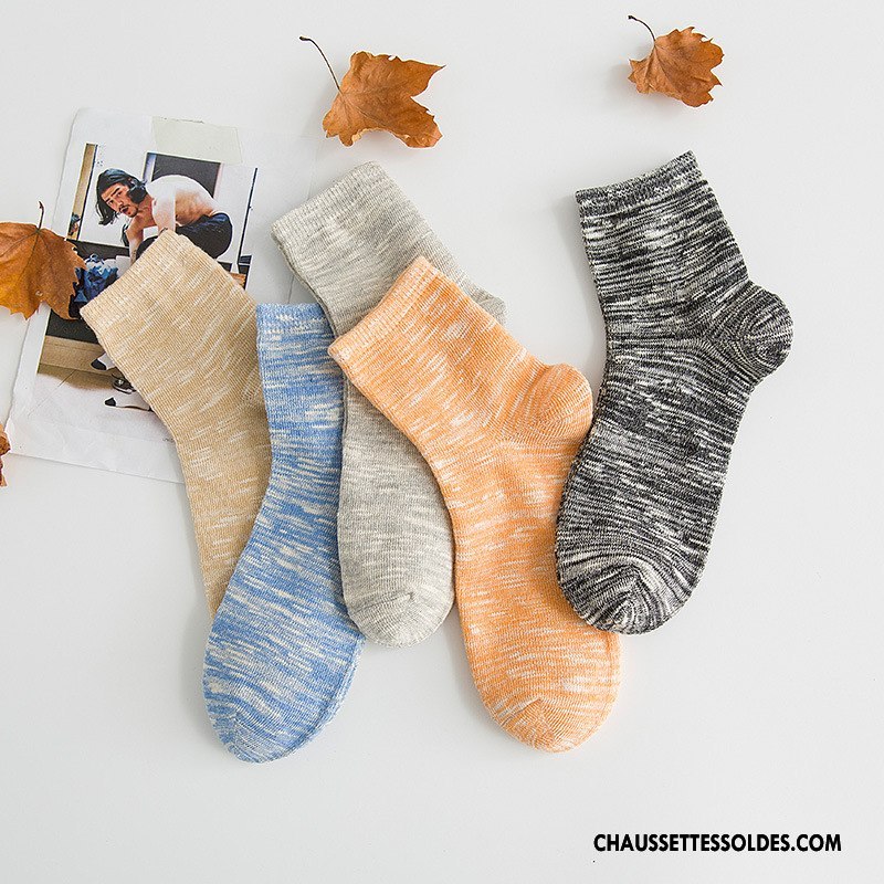Chaussettes Mi Hautes Homme Yarn 100% Coton Bambou Le Nouveau Casual Milieu Bleu
