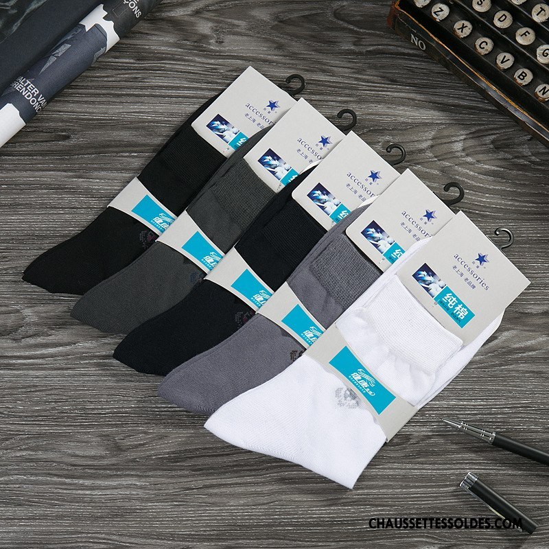 Chaussettes Mi Hautes Homme À La Mode Chaussettes En Coton De Travail Milieu Coton Bio Pure Blanc