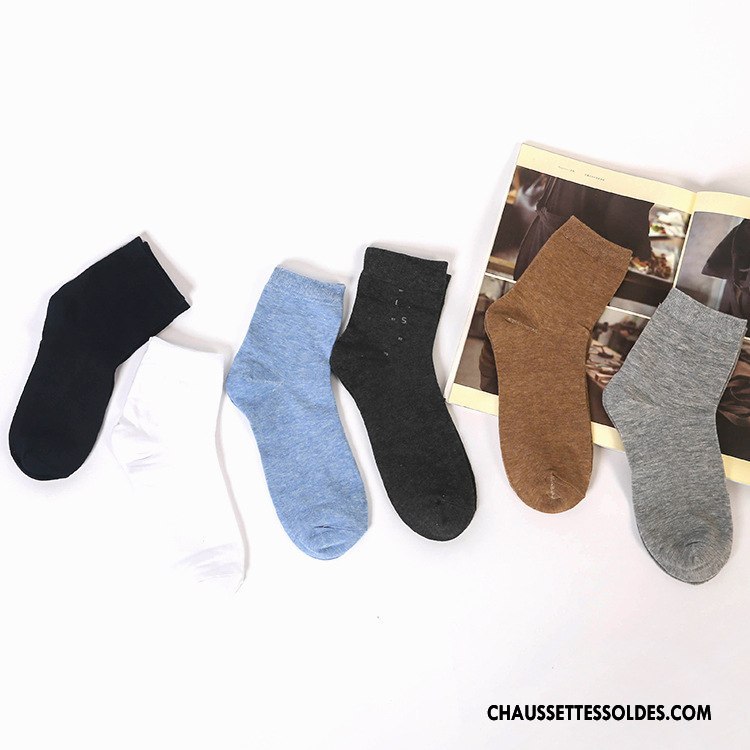 Chaussettes Mi Hautes Homme Été Coton Bio De Travail Chaussettes En Coton Respirant Printemps Bleu