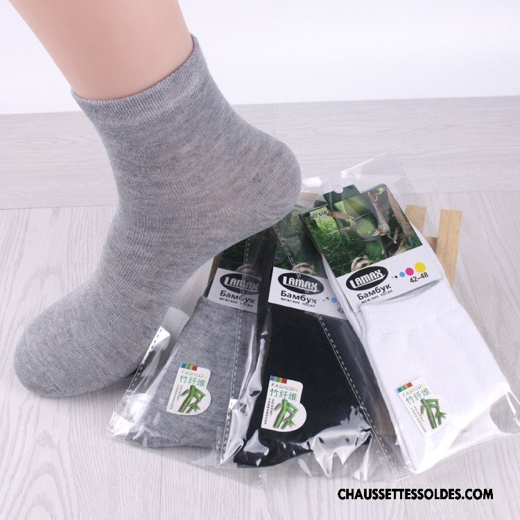 Chaussettes Mi Hautes Homme Été Printemps Légère Milieu Pure Gris