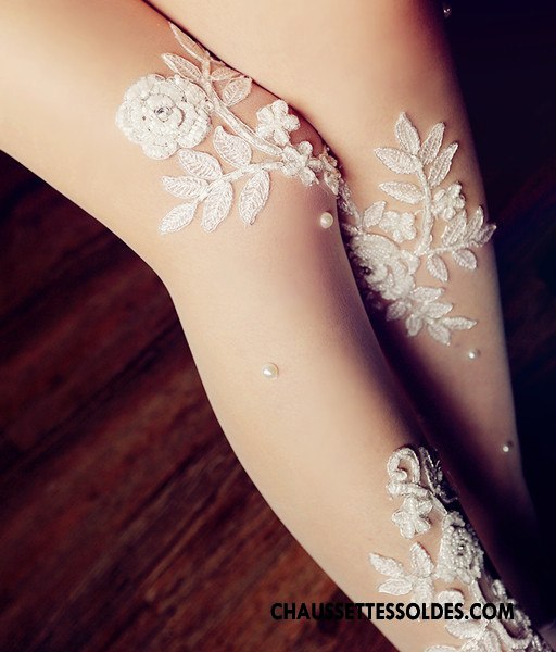 Collant Femme Chaussette De Noël Dentelle Perle Collant Panty Brodé