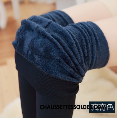 Collant Femme Grande Taille Hiver Plus De Velours Guêtres Leggings Thermiques Outwear Bleu