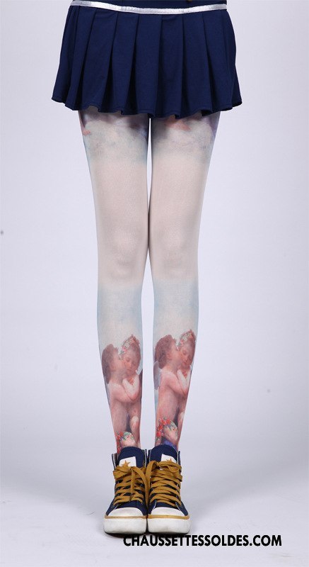 Collant Femme Le Nouveau Chaussette Tatouage Chaussette De Noël Blanc
