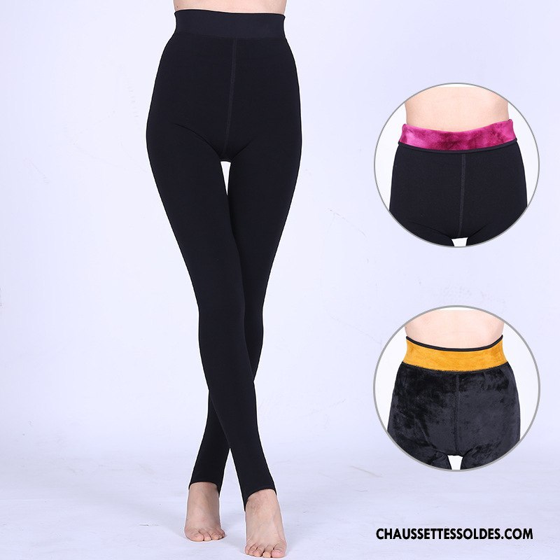 Collant Femme Plus De Velours Hiver Renforcé Petit Gros Guêtres Leggings Jaune