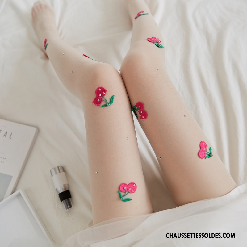 Collant Femme Style Chaud Chaussette De Noël Manuel Fleur De Pêche Pétale Collant Panty Blanc