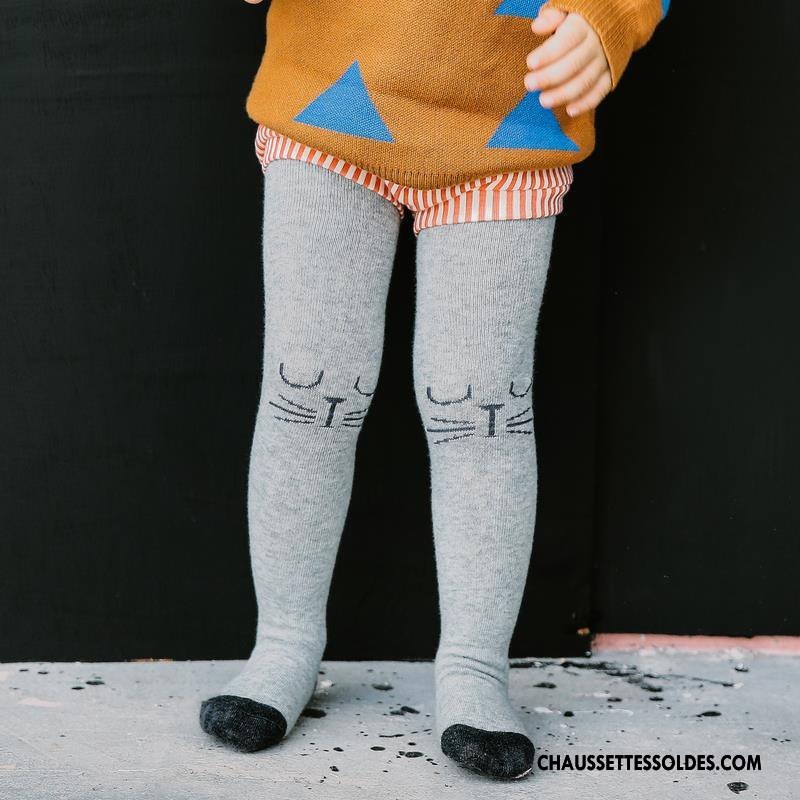 Collant Fille Chaussette Enfant Bébé Collant Panty Matelassé Dessin Animé Gris