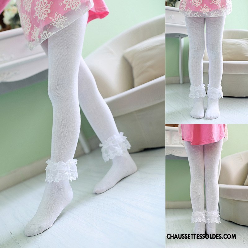 Collant Fille Collant Panty Dentelle Enfant Creux Guipure Grille L'automne Blanc