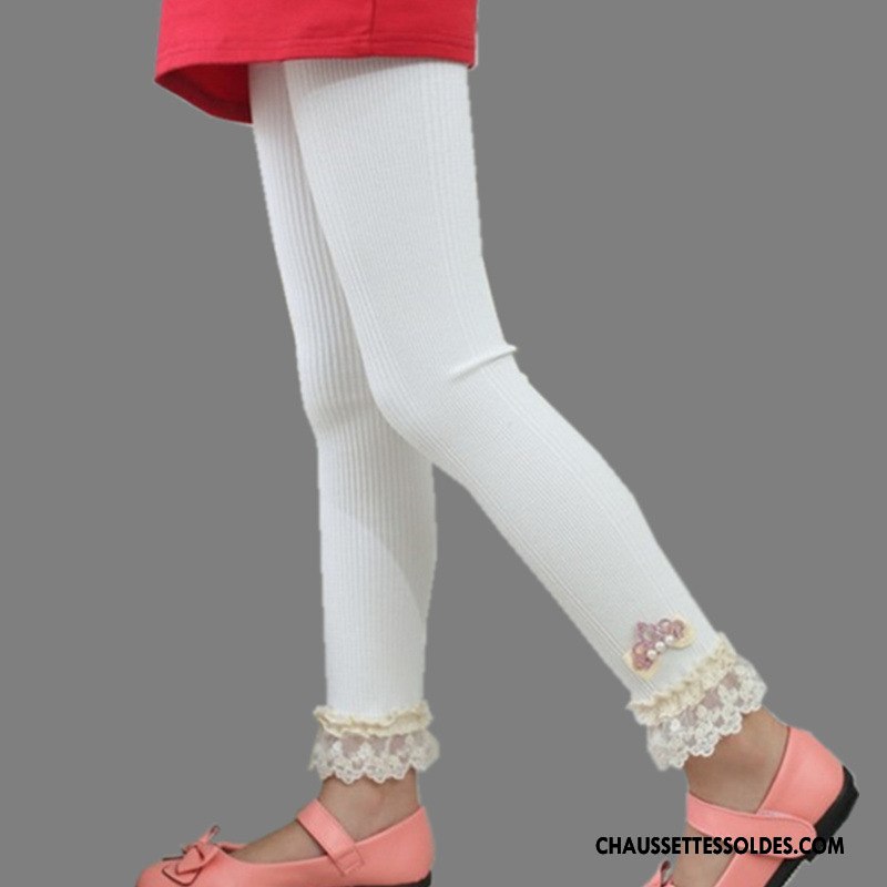 Collant Fille Dentelle Enfant L'automne Coton Bio Milieu Gros Blanc