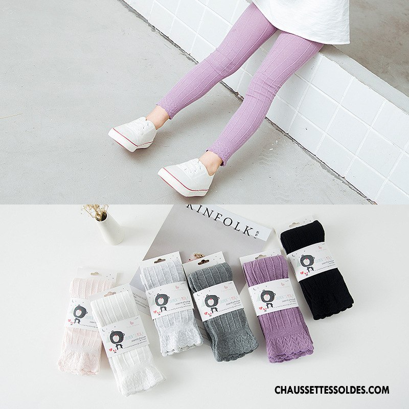 Collant Fille Enfant Été Flouncing Printemps Guêtres Leggings 100% Coton Violet