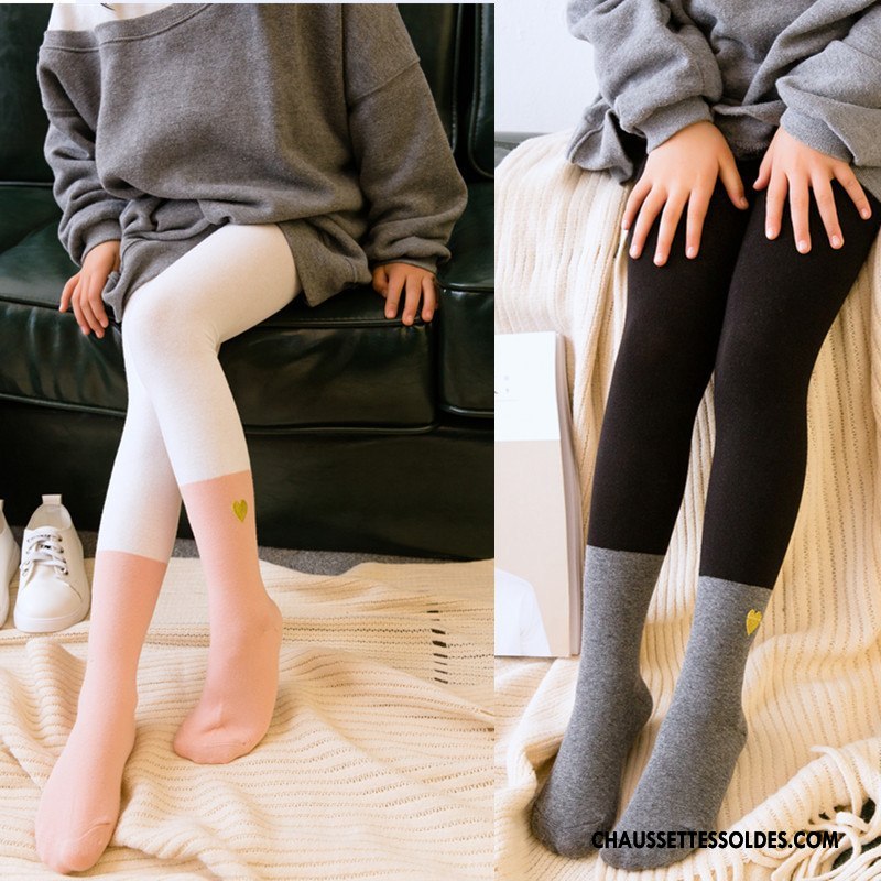 Collant Fille Guêtres Leggings Enfant L'automne Printemps Le Nouveau Femme Couleur De Contraste Blanc