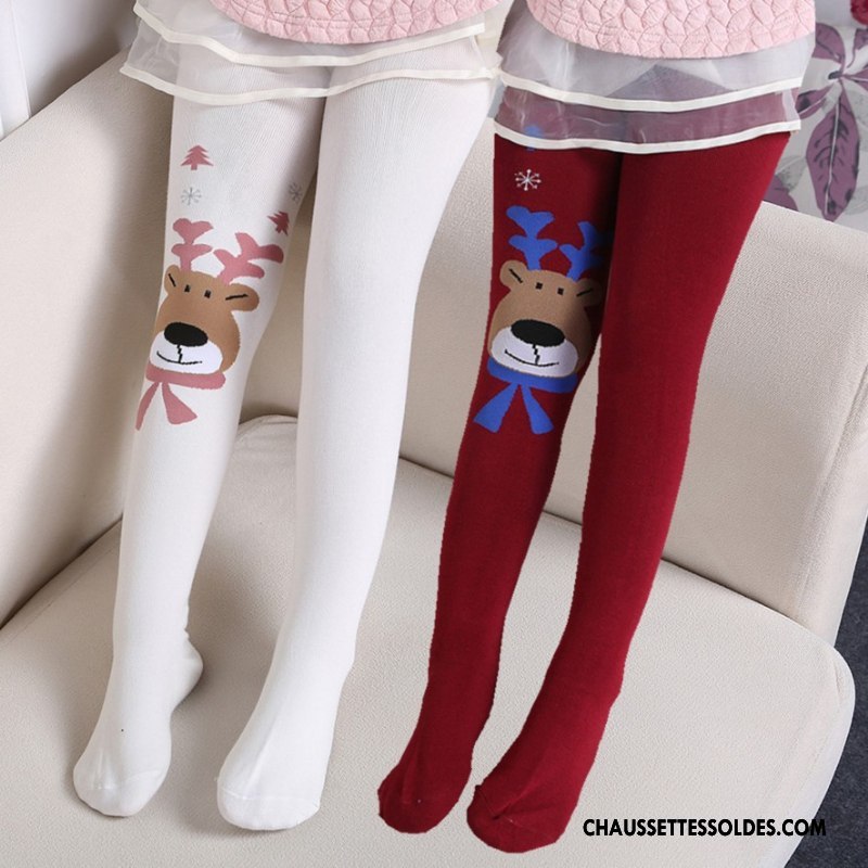 Collant Fille Guêtres Leggings Femme Cerf Thermiques Chaussette Enfant Bordeaux