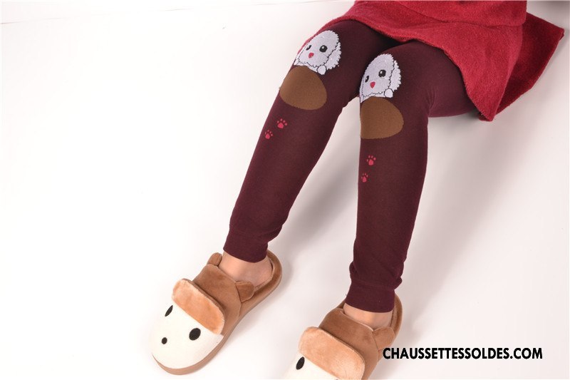 Collant Fille Guêtres Leggings Plus De Velours Thermiques Femme Enfant Charmant Bordeaux