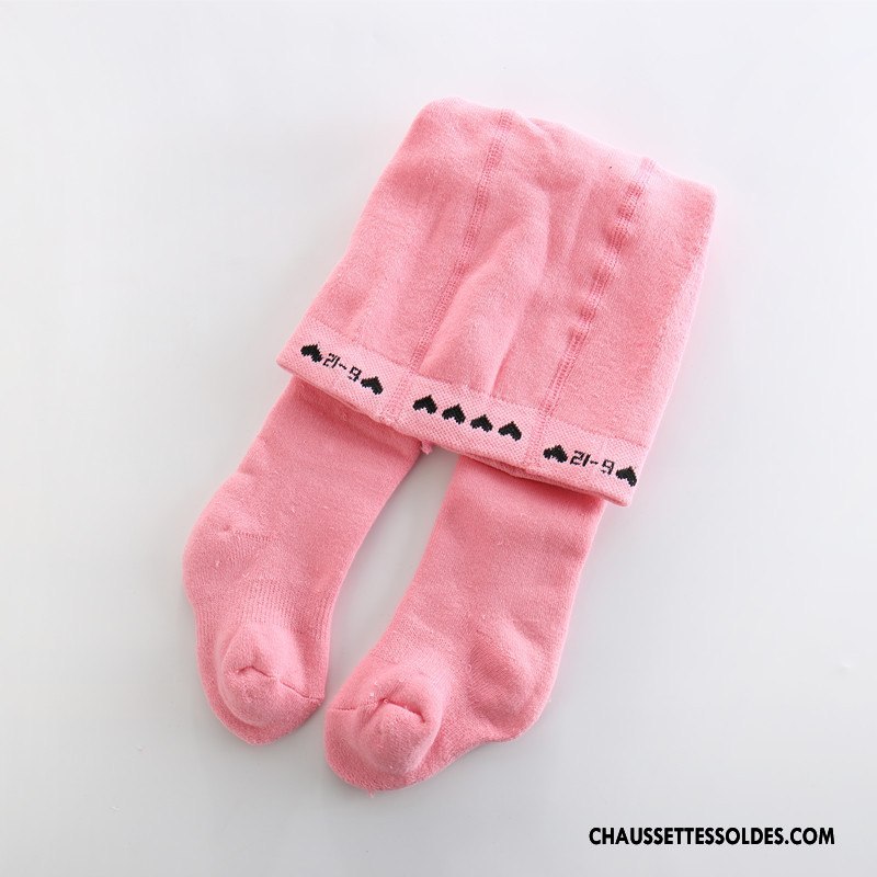 Collant Fille Guêtres Terry Enfant Bébé Amour Hiver Rose Pure