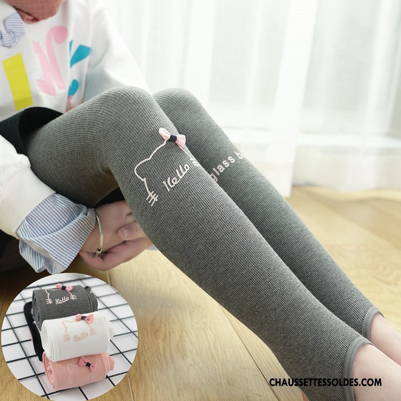 Collant Fille L'automne Charmant Dessin Animé Fleurs Le Nouveau Enfant Gris