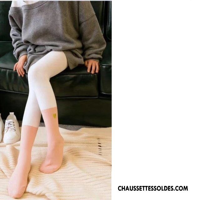 Collant Fille Le Nouveau Guêtres Leggings Amour Gros Brodé Chaussette Blanc