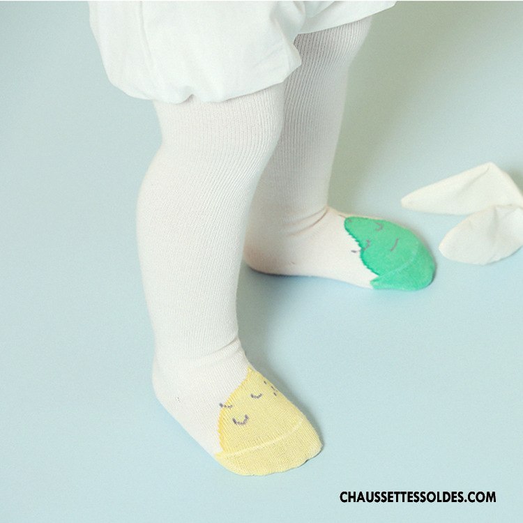Collant Fille Légère Engrener Enfant Été Matelassé Chaussette Blanc