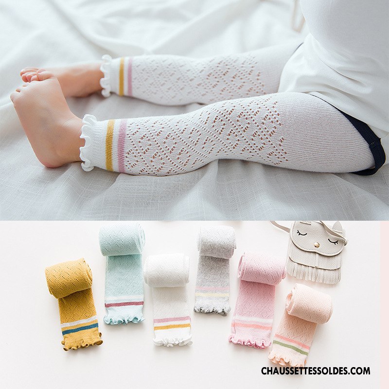 Collant Fille Matelassé Dentelle Été Collants Printemps Engrener Blanc
