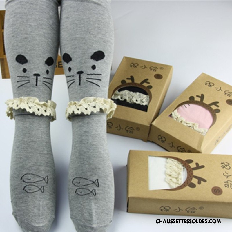 Collant Fille Mode Enfant Dessin Animé Coton Bio Chaussette L'automne Gris