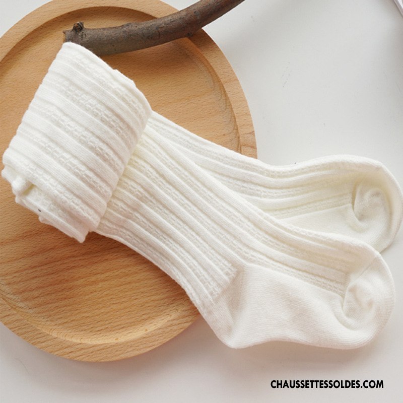 Collant Fille Rayé Enfant Chaussette L'automne Printemps Femme Pure Blanc