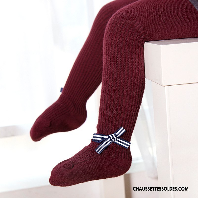 Collant Fille Rayé Enfant L'automne Chaussette Femme Guêtres Leggings Bordeaux