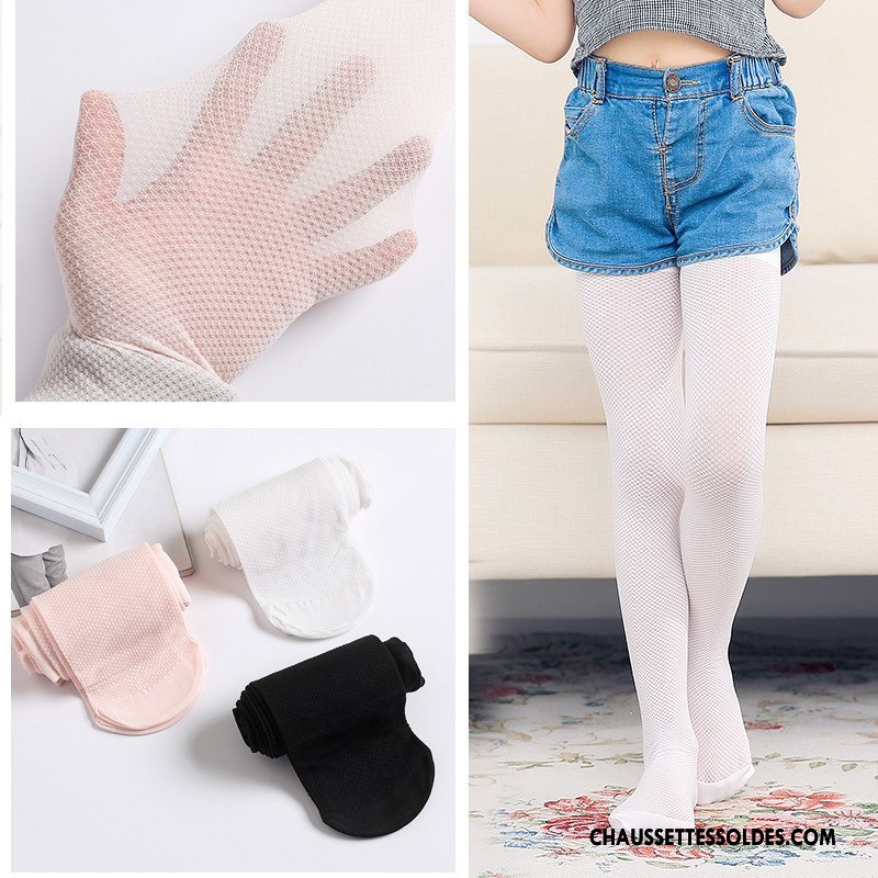 Collant Fille Respirant Enfant Femme Chaussette Engrener Danse Blanc