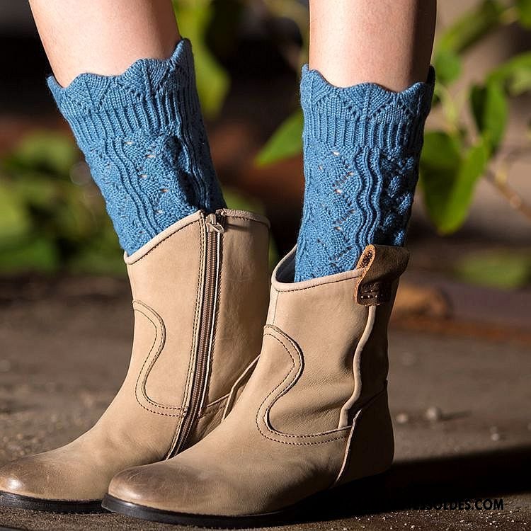 Guêtres Femme Chaussette Europe Court Dentelle Thermiques Mode Bleu